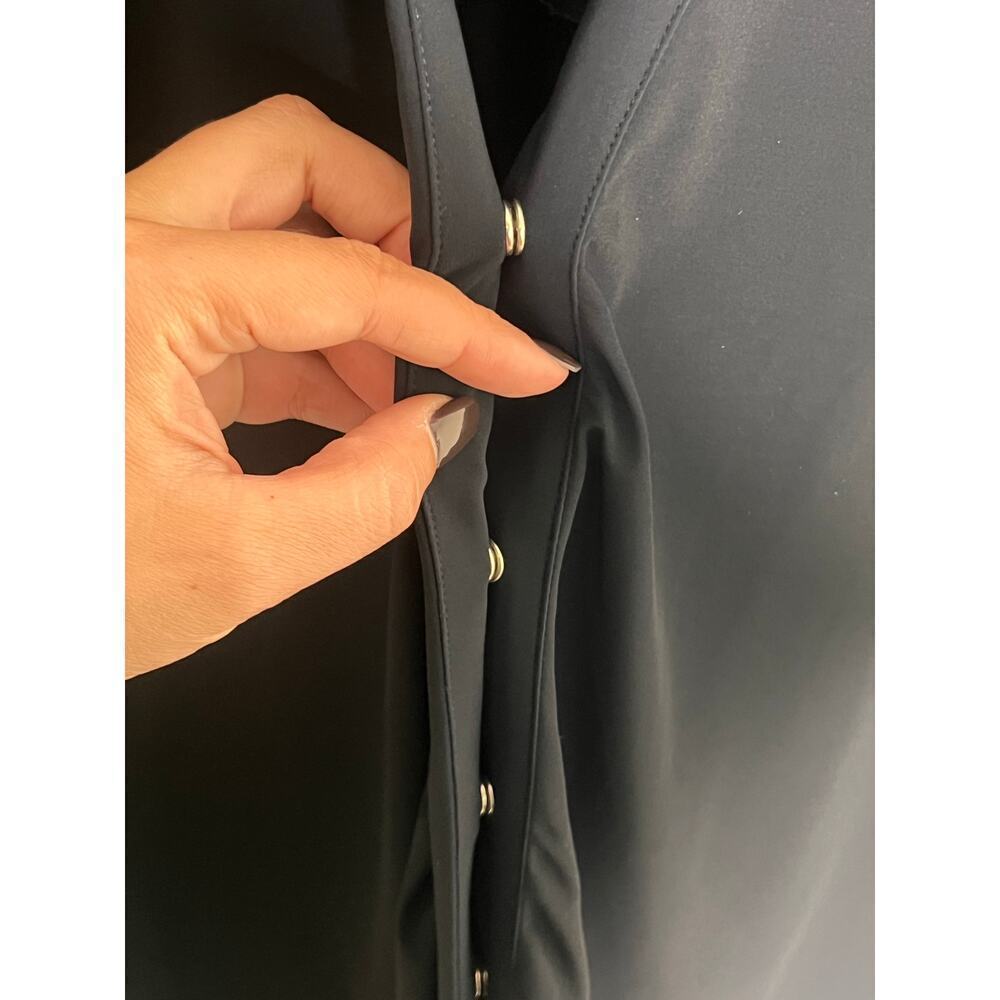 ADAY Something Borrowed Travel Nylon Blend Snap Front Midi Dress Navy Size M - Picture 5 of 9